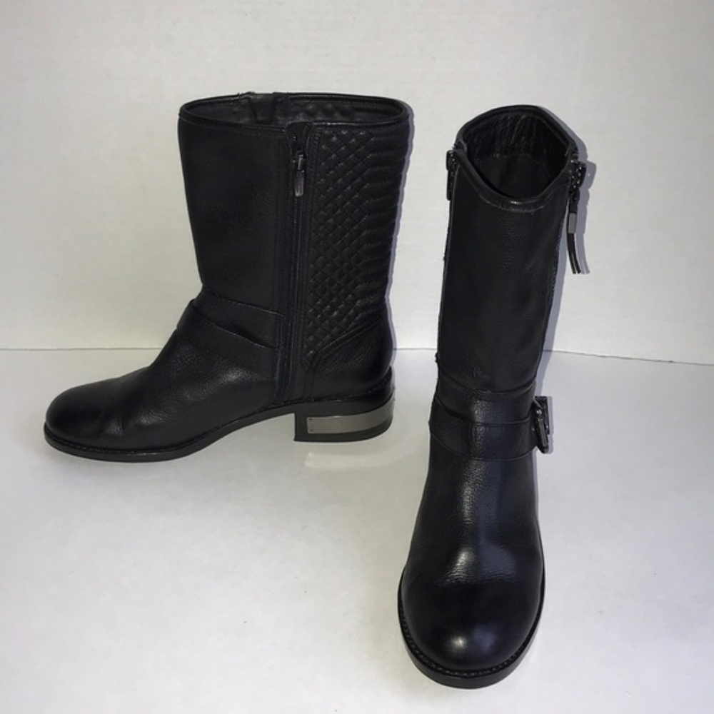 ❌❌N/A❌❌Vince Camuto Whynn Black Leather Moto Boots - Picture 2 of 8